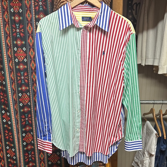 NWT Polo by Ralph Lauren Red, Green, and Blue Striped Shirt - Picture 1 of 6